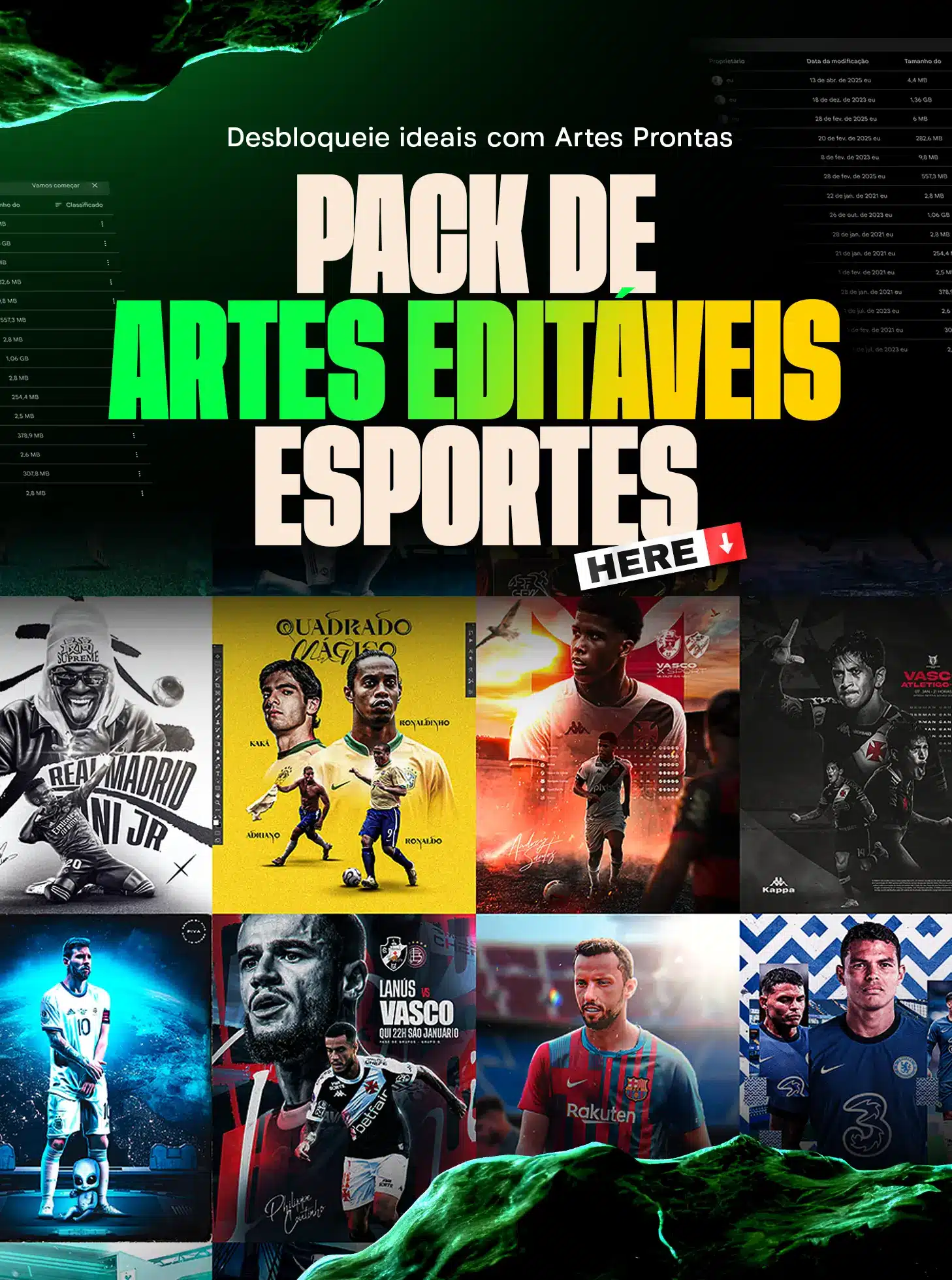 Pack de artes editáveis para esportes