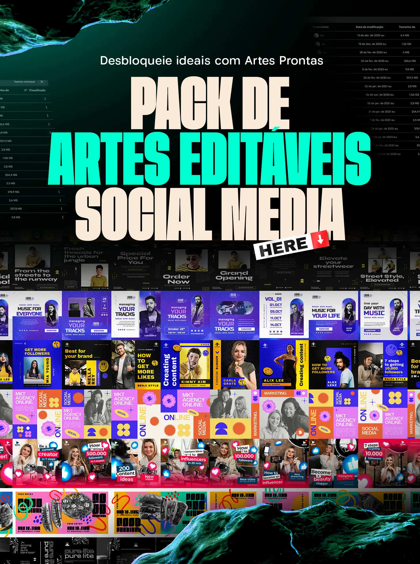 Pack de artes editáveis para social media